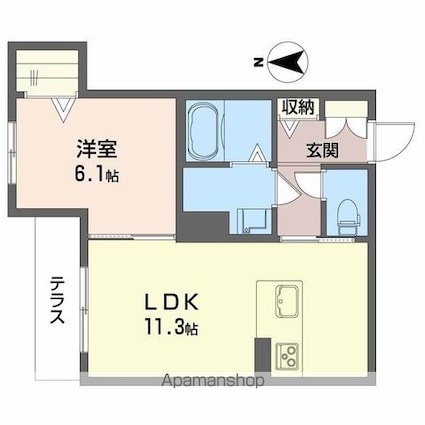 シャーメゾン山吹丁[1LDK/42.35m2]の間取図