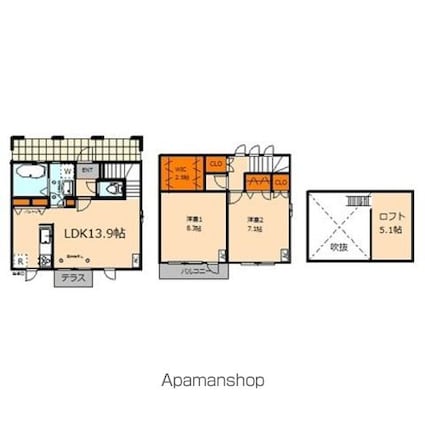 ボヌール吉祥寺[2LDK/72.04m2]の間取図