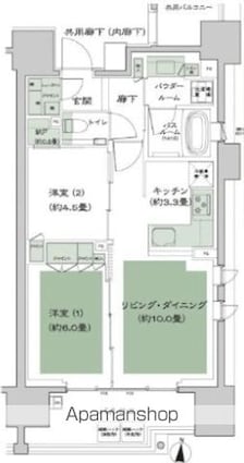 シティハウス湯島ステーションコート[2SLDK/55.15m2]の間取図