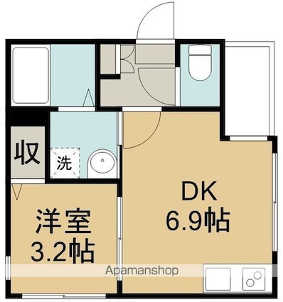 ソレイユテラス福室[1DK/26.03m2]の間取図