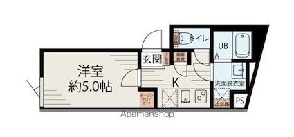 アズール世田谷[1K/20.08m2]の間取図