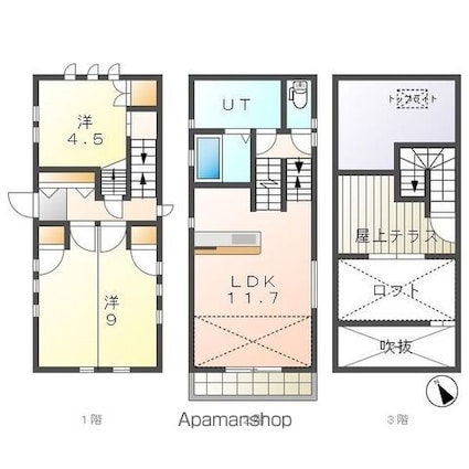 千種区日和町一丁目貸家[2LDK/52.99m2]の間取図