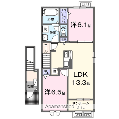 的場3丁目アパートの間取り写真