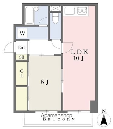 岩手県盛岡市高松２丁目[1LDK/41.61m2]の間取図