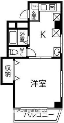 七宝レジデンス[1K/22.3m2]の間取図