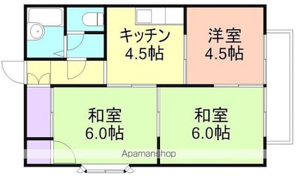 セジュール三浦[3DK/51.59m2]の間取図