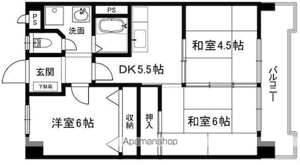 ウイング２１[3DK/51m2]の間取図