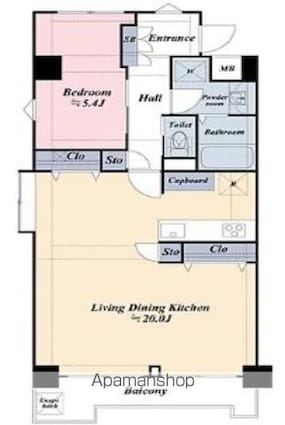 日本橋グリーンハイツ[1LDK/34.84m2]の間取図