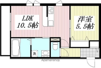 Ｇｏｌｄ　Ｌａｋｅ　立川[1LDK/42.1m2]の間取図
