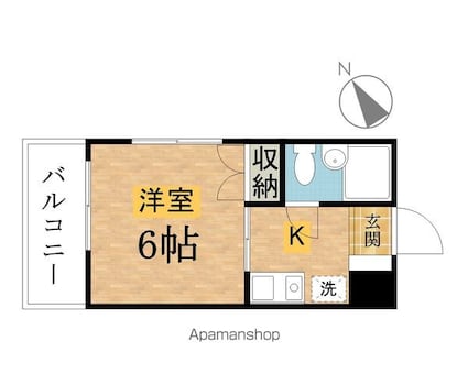 マリオン八王子Ⅲ[1R/16.64m2]の間取図