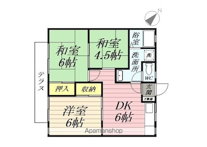 フォンテーヌ[3DK/51.84m2]の間取図