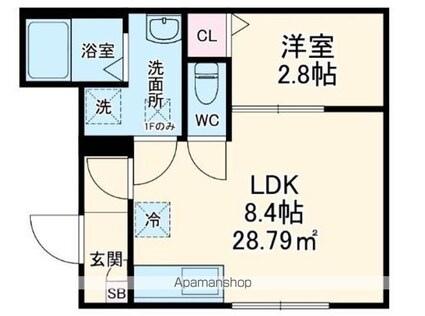 ＧＲＡＤＵＳ西千葉[1LDK/28.79m2]の間取図