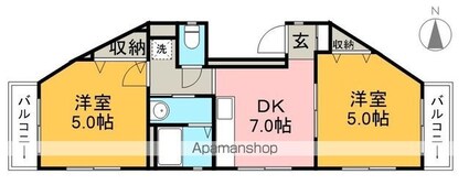 ラ・フォーレ朝倉[2DK/44.1m2]の間取図