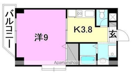 ロイアルコート桑原[1K/30.68m2]の間取図