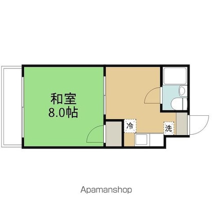 シャルム小野[1K/26.4m2]の間取図