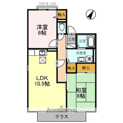 セリティー[2LDK/56.01m2]の間取図