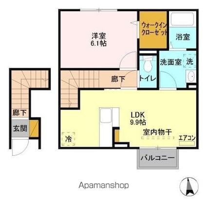 グラマードマレⅨ[1LDK/45.33m2]の間取図