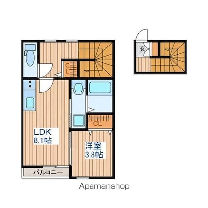 グランクレストＢ棟[1LDK/29.8m2]の間取図