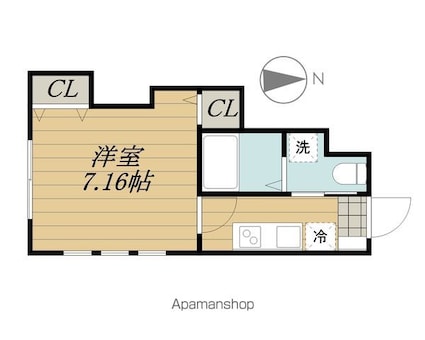 東京都立川市富士見町３丁目[1K/23.04m2]の間取図