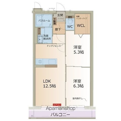 メゾン　ド　ヒルズ[2LDK/53.58m2]の間取図
