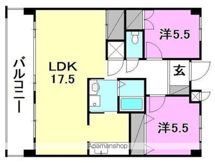 ロイヤルアネックスシエナ[2LDK/65.36m2]の間取図