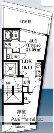 シャッツクヴェレ梅里[1LDK/31.09m2]の間取図
