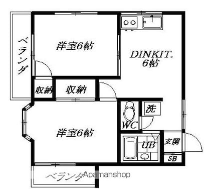 トリナクリア石神井台[2DK/40.58m2]の間取図