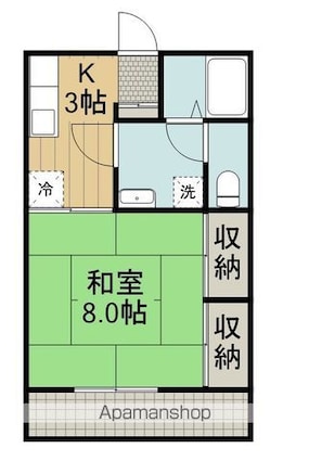 シルバーピア緑町[1K/28m2]の間取図