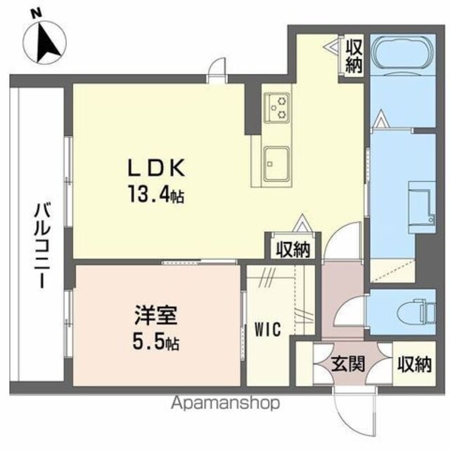和歌山県和歌山市小雑賀２丁目[1LDK/49.1m2]の間取図