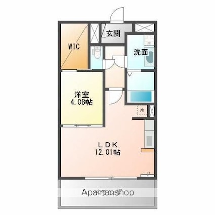 アムールソレオ[1LDK/40.12m2]の間取図