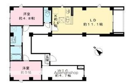 フォーリーフクローバー神楽坂[2LDK/60.61m2]の間取図