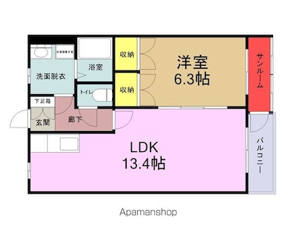 フォーチュン[1LDK/51.27m2]の間取図