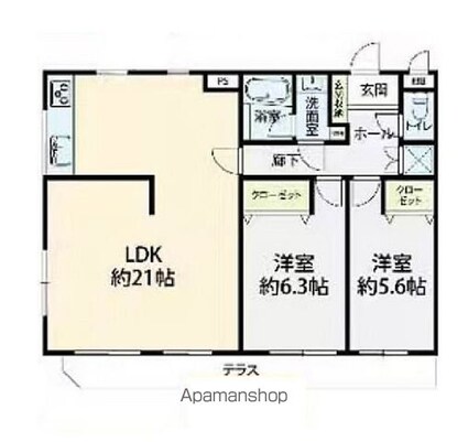 東京都杉並区井草１丁目[2LDK/67.7m2]の間取図