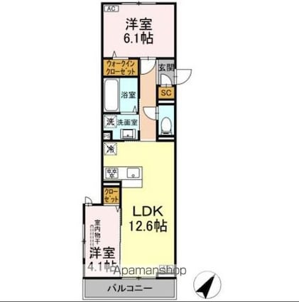 （仮称）ＤーＰａｉｎａ　笹下[2LDK/53.81m2]の間取図