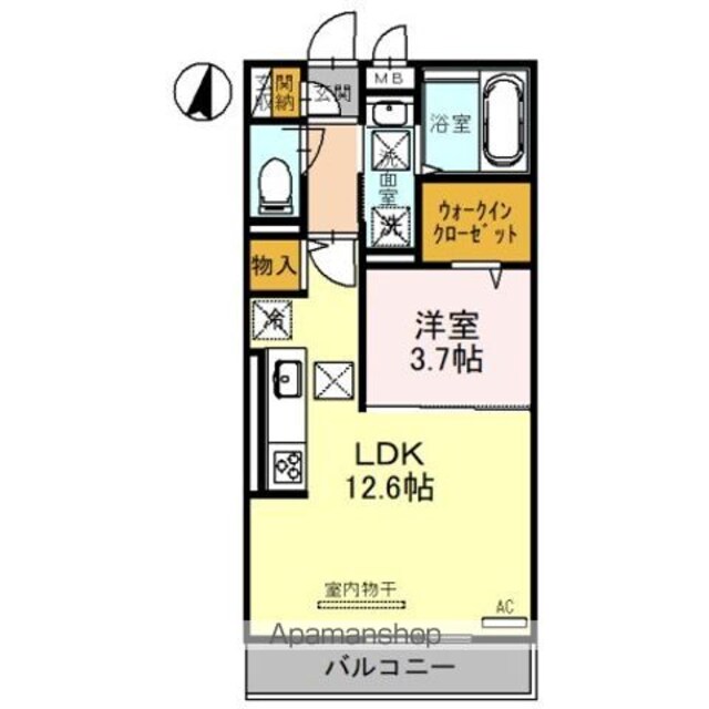 ラ・グリシーヌ[1LDK/41.7m2]の間取図