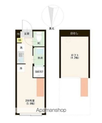 ハーモニーテラス富士見台Ⅳ[1R/13.97m2]の間取図