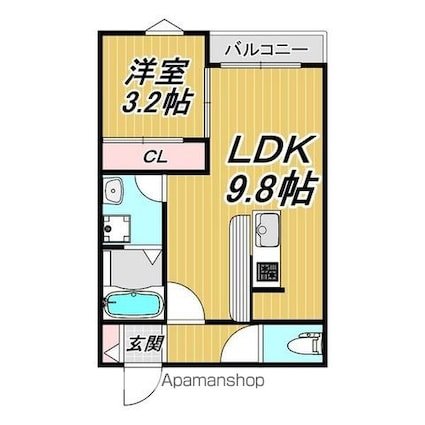 ＬＥＣＯＣＯＮ枇杷島[1LDK/32.38m2]の間取図