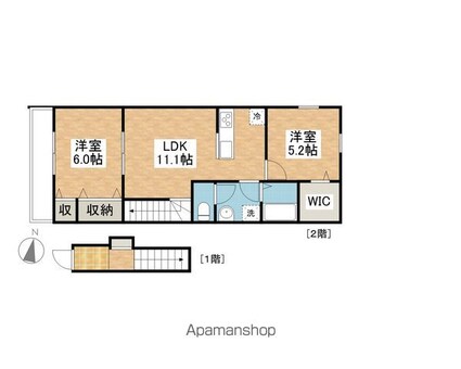 ＥＡＲＬ’Ｓ　ＣＯＵＲＴ西垣生[2LDK/58.74m2]の間取図