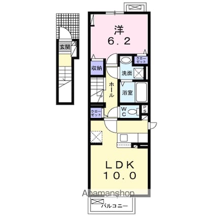 ＡｉーＨｉｇｈｔｓⅡＢ[1LDK/43.77m2]の間取図