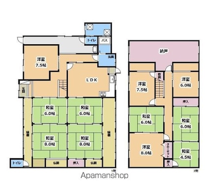 日野町山本貸家[7SLDK/285.42m2]の間取図