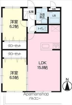 フルールＳ[2LDK/63.17m2]の間取図