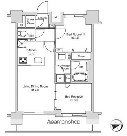 【中野区白鷺のマンションの間取り】