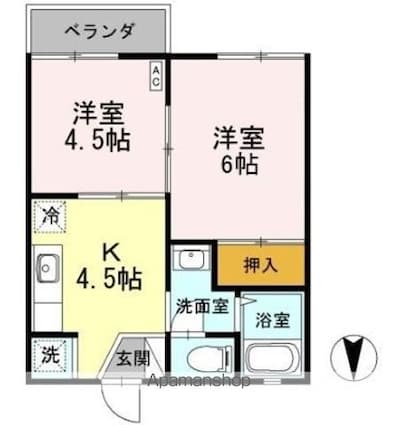 東京都武蔵村山市学園１丁目[2K/35m2]の間取図