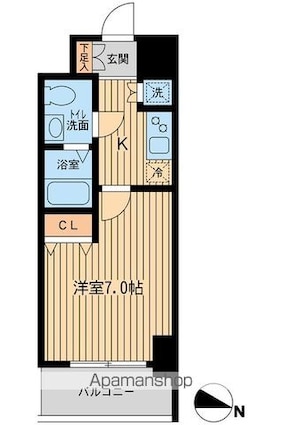 東京都立川市曙町２丁目[1K/24.16m2]の間取図