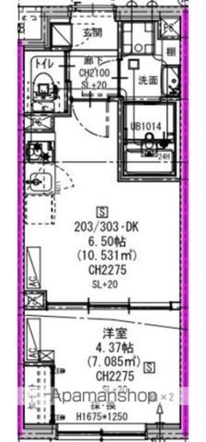 エルファーロ三軒茶屋Ⅴ[1DK/26.35m2]の間取図