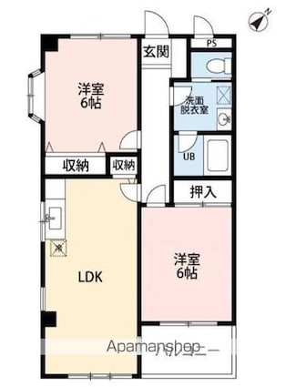 クオーレ都町[2LDK/52.65m2]の間取図