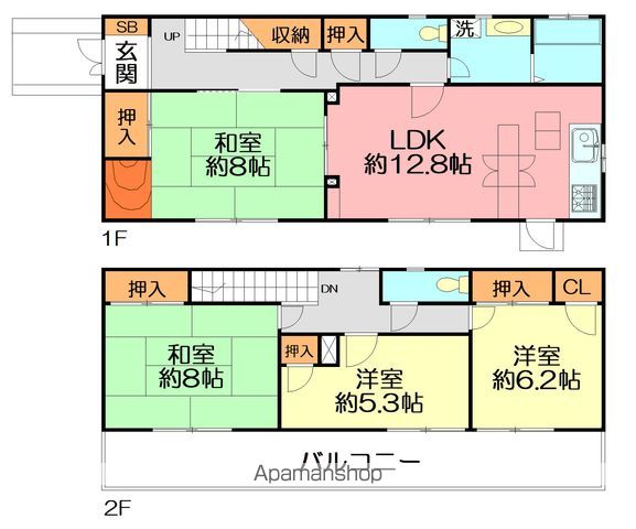 秦野市 2階建 築33年の間取り写真