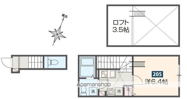 国立市谷保のアパートの間取り