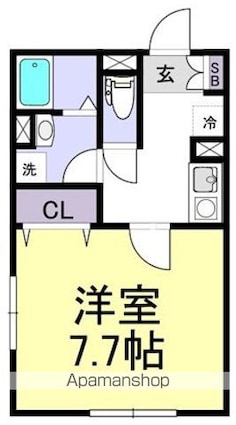 スターティス六実[1K/26m2]の間取図
