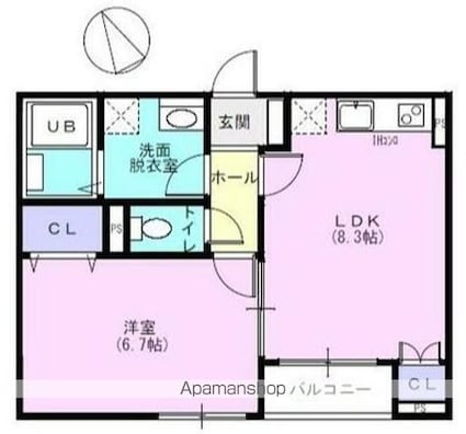 アルプス[1LDK/39.74m2]の間取図